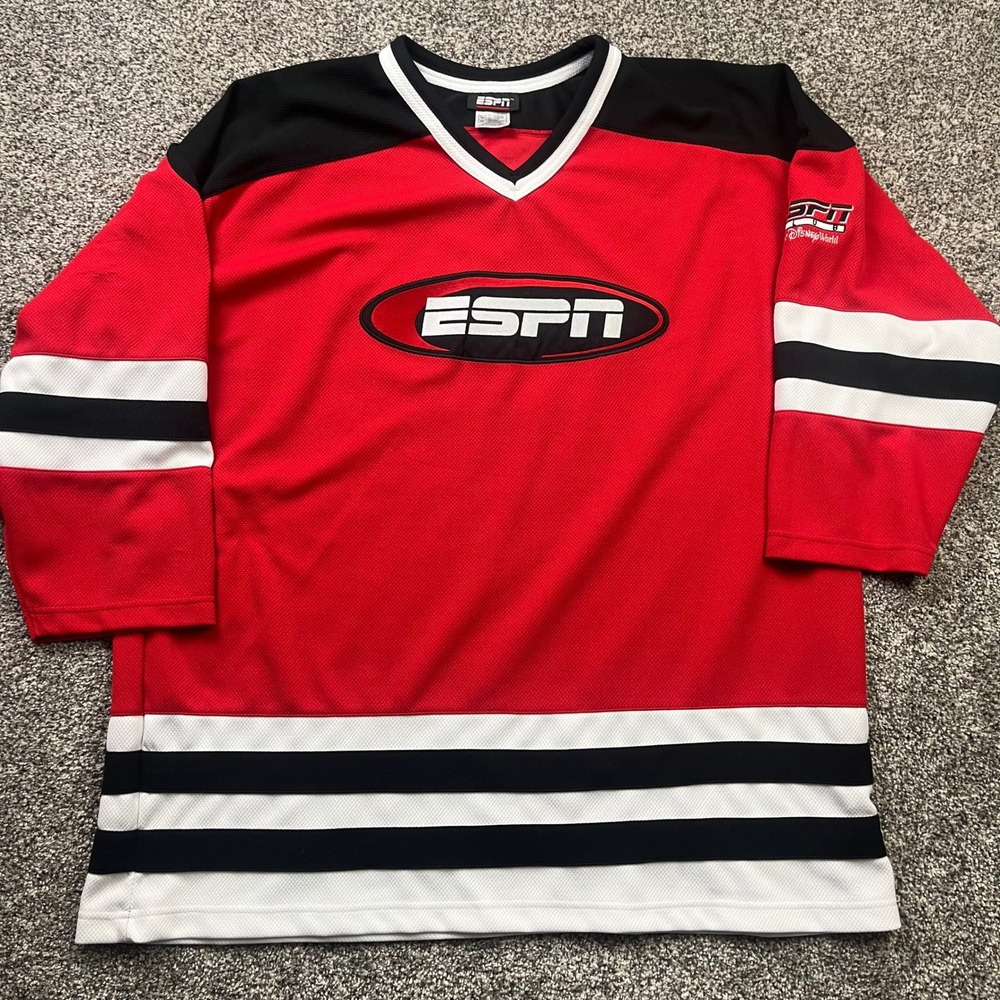 ESPN National Hockey Night Jersey Mens XL Red Walt Disney World Club Vintage